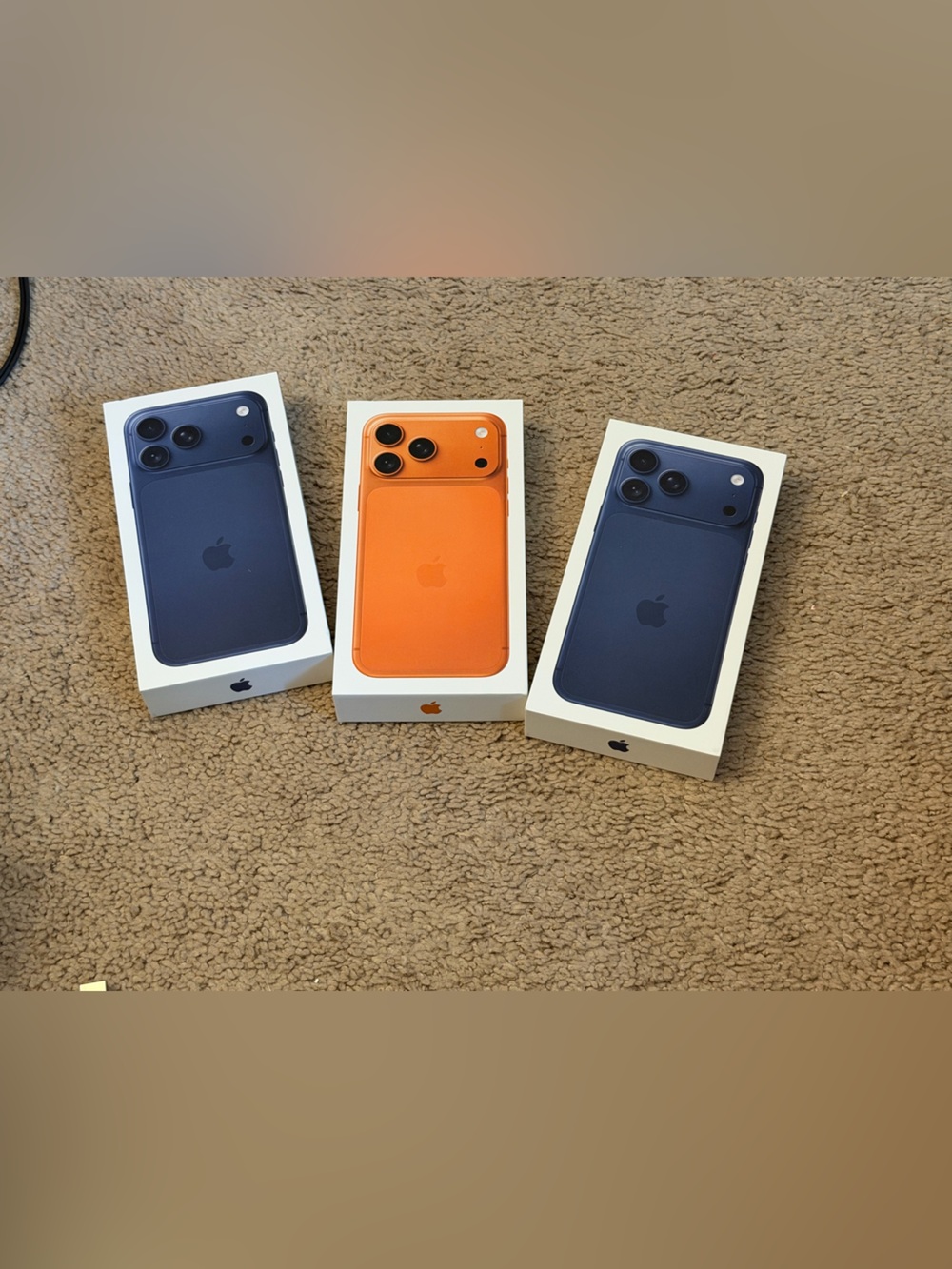 3 Apple iPhone 17 Pro Max Orange and Blue - Premium Smartphone boxes individual